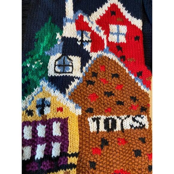 Vtg Birch Bros Holiday Christmas Sweater Cardigan Women's Multi-Color Graphic M - Picture 8 of 12